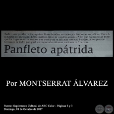 PANFLETO APÁTRIDA - Por MONTSERRAT ÁLVAREZ - Domingo, 08 de Octubre de 2017